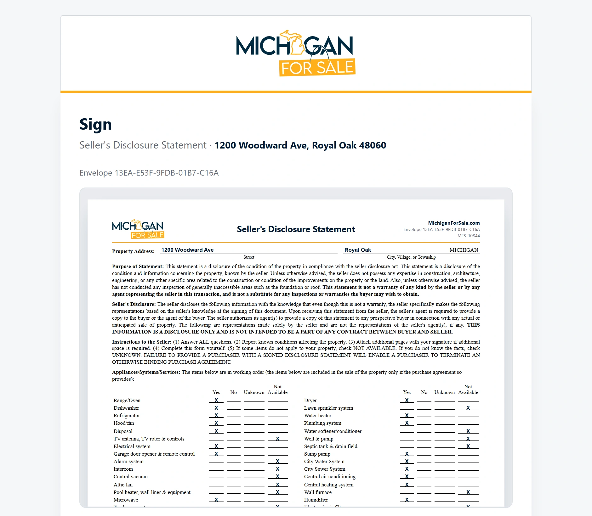 The signing screen, with consent and a typed signature
